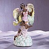Musical Alabastrite Black Angel With Cherub & Dove